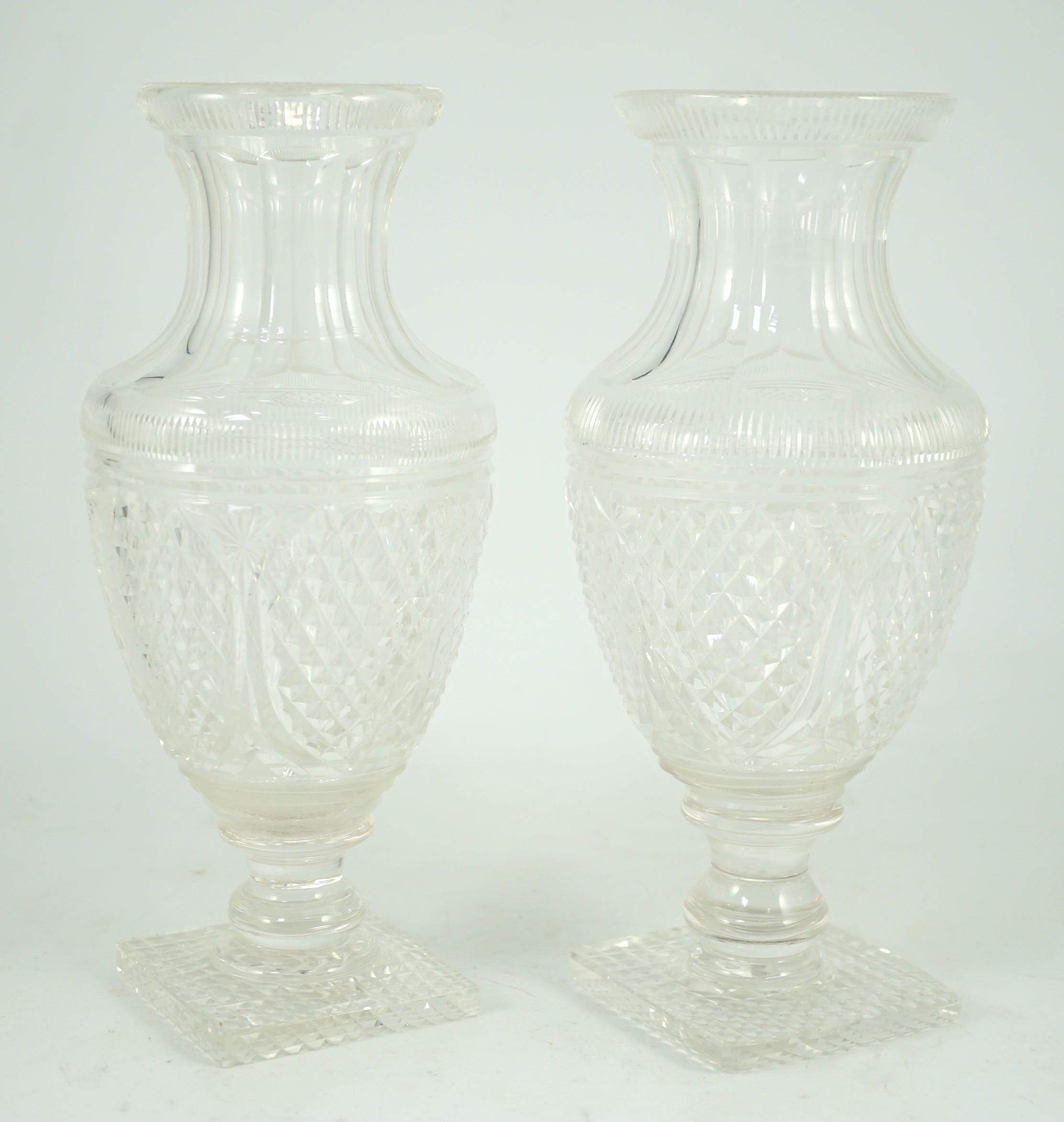 A pair of 19th century glass vases and a Limoges box